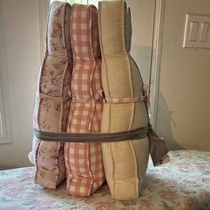 Shabby Chic Floral and Plaid Cushions - Pink and Cream